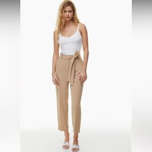 Aritzia Wilfred Tie-Front Pant in Olive Beige, size 6.